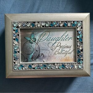 Silver and Blue Bejeweled jewelry box